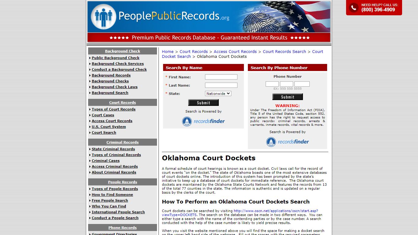 How to Find Oklahoma Court Dockets - PeoplePublicRecords.org